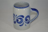 (Bild für) 0,5 Liter Bierkrug Steinzeug grau blau