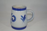 (Bild für) 0,5 Liter Bierkrug Steinzeug grau blau