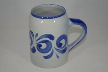 0,5 Liter Bierkrug Steinzeug grau blau