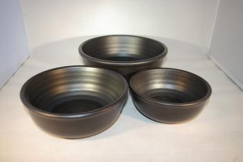 Angebot Set 3 Schüsseln schwarz matt