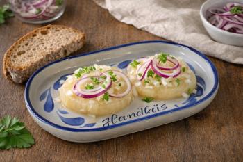 Handkaese Schale grau blau